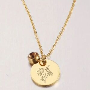 November Antique Gold Tone Birth Flower Charm Necklace NWT